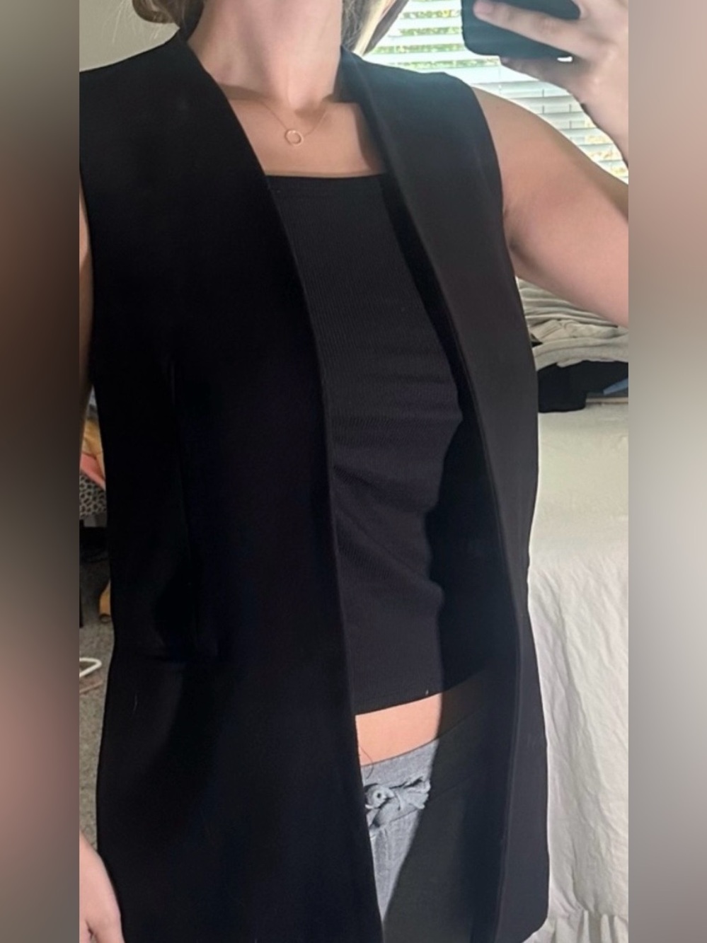 Rachel Zoe Black Sleeveless Long Vest